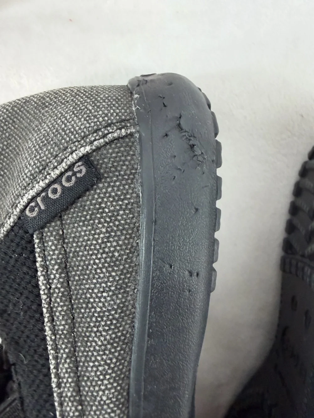 Crocs Santa Cruz size 1 Casual Grey Slip-On Canvas Shoes